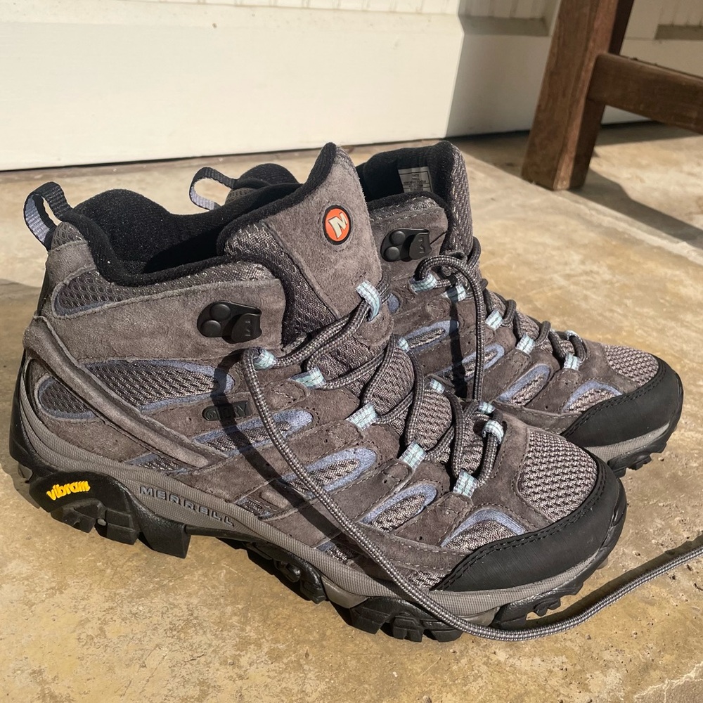 MERRELL MOAB 2 MID WP Women Granite Hiking Boots Grey Size 8